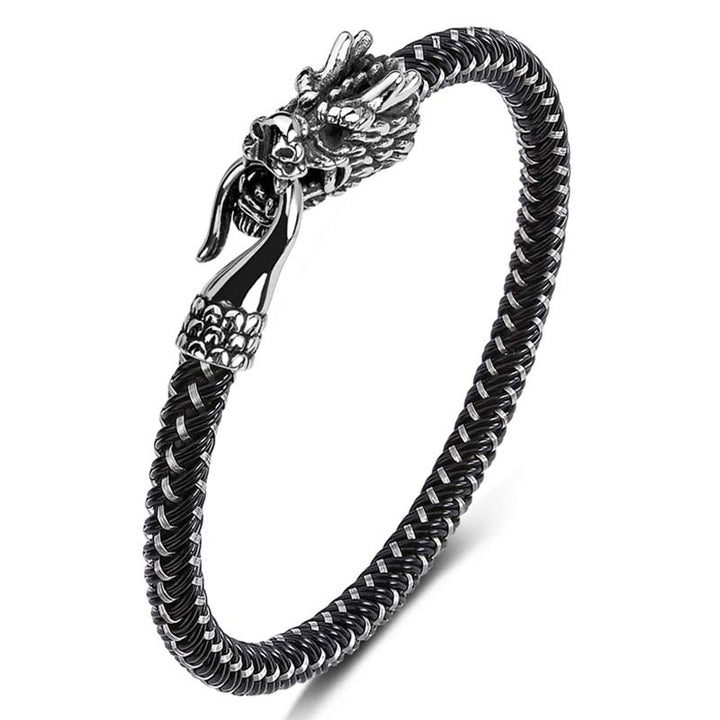 Buddha Stones Armband van titaniumstaal ter bescherming en geluk - Zwart-wit - 165 mm - image 0