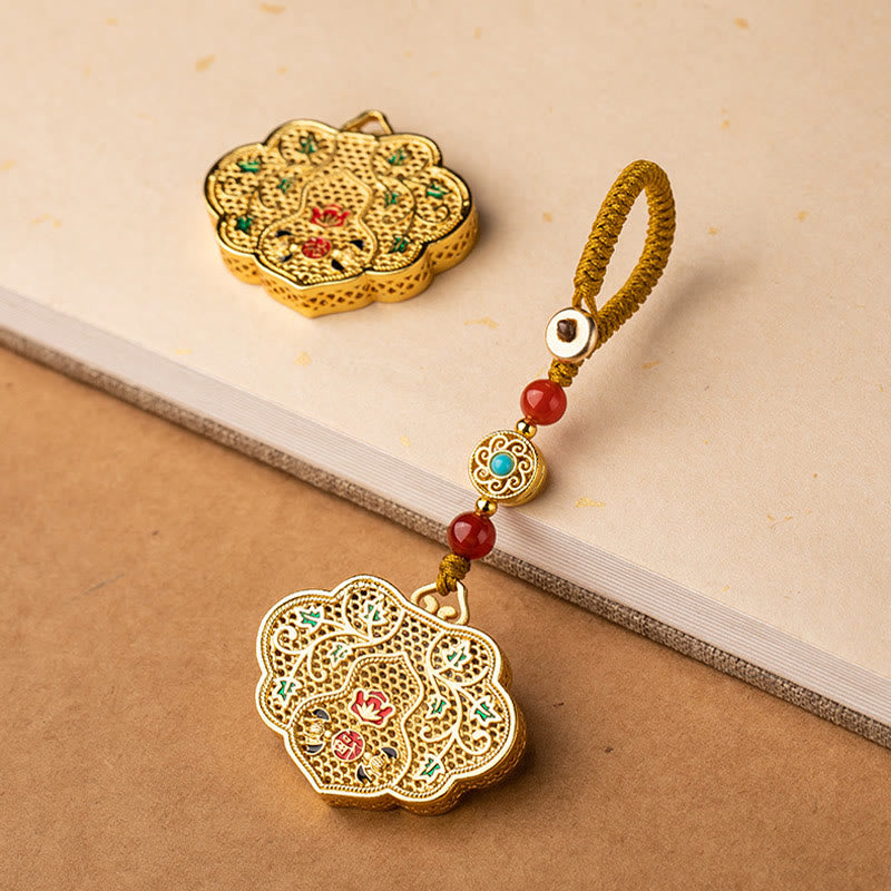 Buddha Stones Sleutelhanger met gelukssymbool en slotje van het Fu-personage. - image 2