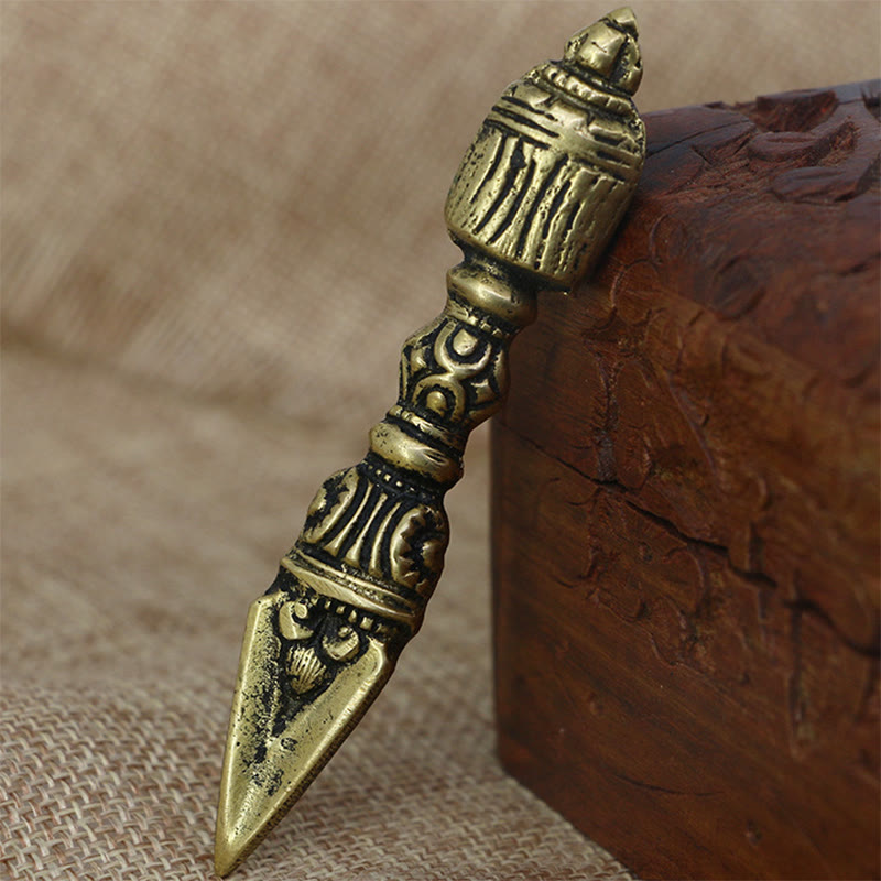 Buddha Stones Handgemaakte Nepalese kleine Vajra Dorje gegraveerde koperen decoratie ter ere van de Verlichting - image 1