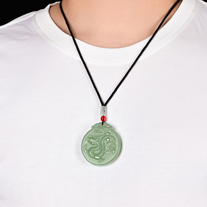 Buddha Stones Ketting met Chinese dierenriemdraak van jade voor geluk. - image 2