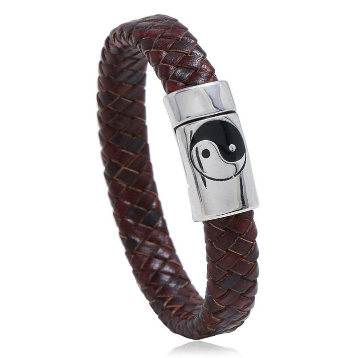 Buddha Stones FengShui Yin Yang Armband - 19-20,5 cm - Zadelbruin - image 2