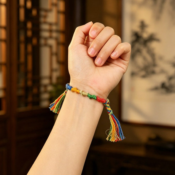 Buddha Stones Veelkleurige touwdraak Armband Tibetaans - image 1