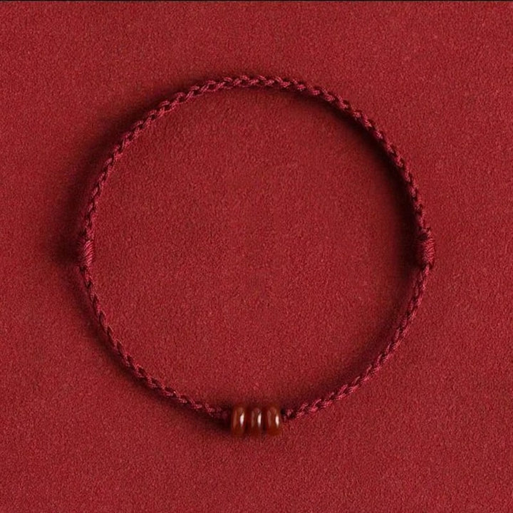 Buddha Stones Minimalistische rode agaat telraam kralen Armband/ Enkelband - Donkerrood Enkelband (Enkelband enkelbandje: 17–25 cm) - image 3