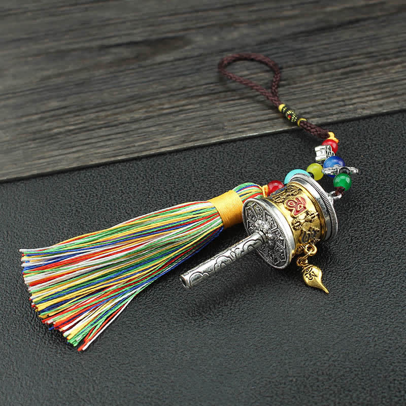 Tibetaanse Om Mani Padme Hum gebedswiel kwastje tas autohanger decoratie - 6,2 cm * 2,5 cm - image 1
