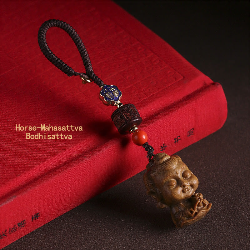 Chinese dierenriem geboorte Boeddha groene sandelhout Om Mani Padme Hum vrede sleutelhanger - Paard-Mahasattva Bodhisattva - image 14