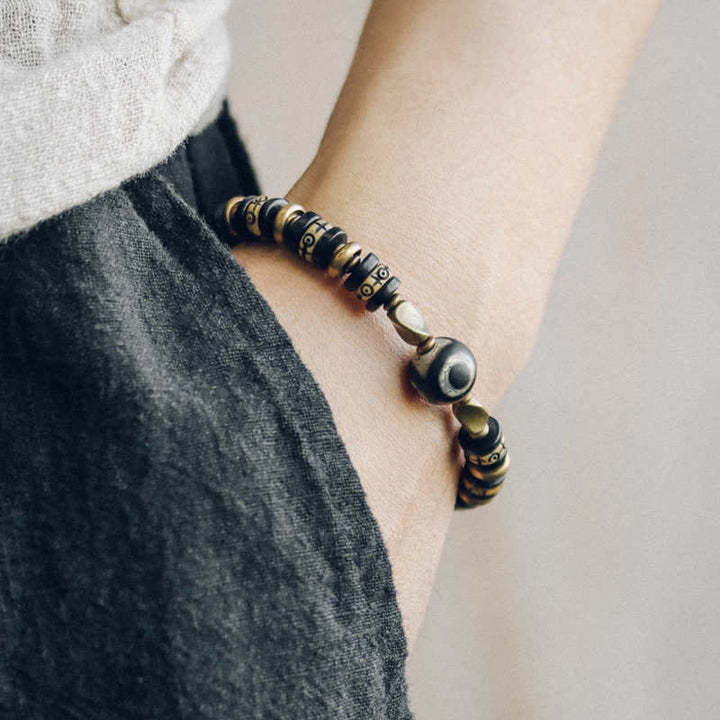 Buddha Stones Armband van Tibetaanse botkralen en ebbenhout voor extra kracht - image 1