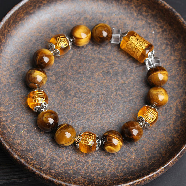 Buddha Stones Armband met tijgeroogkralen - 12mm - image 0