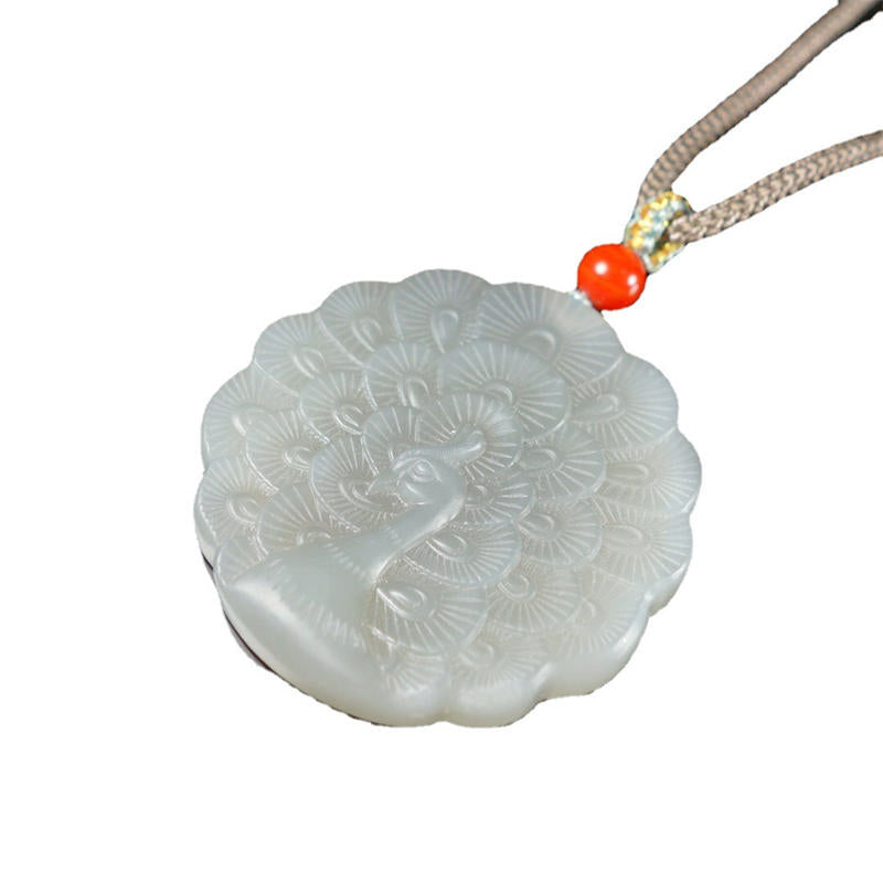 Witte jade pauw beschermings- en Ketting - image 6