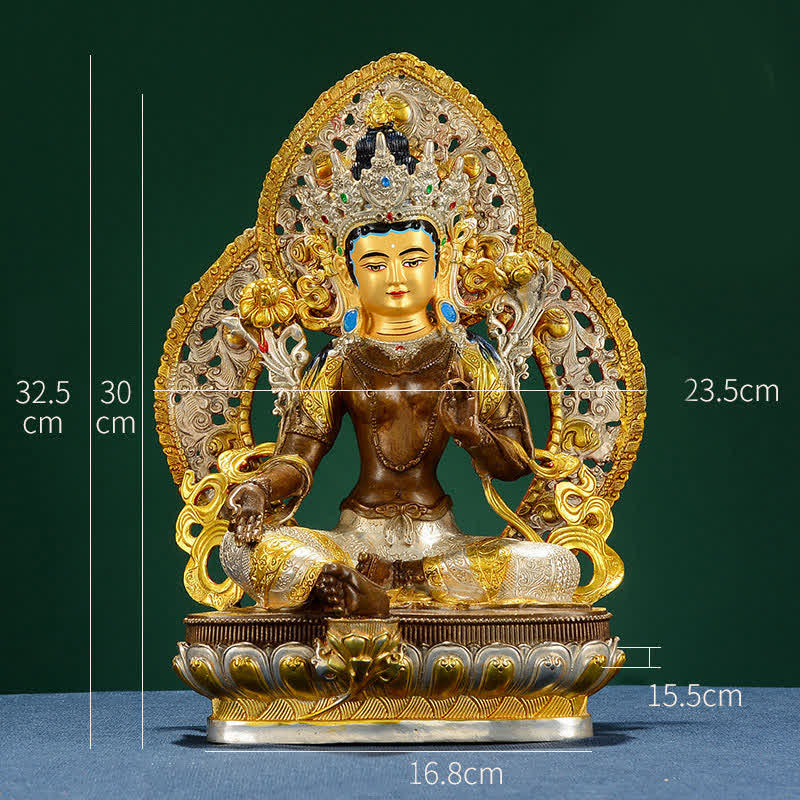 Buddha Stones Bodhisattva Groene Tara Hoop Koperen Beeld Decoratie - image 16