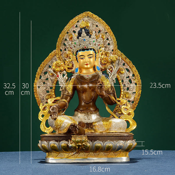Buddha Stones Bodhisattva Groene Tara Hoop Koperen Beeld Decoratie - image 16