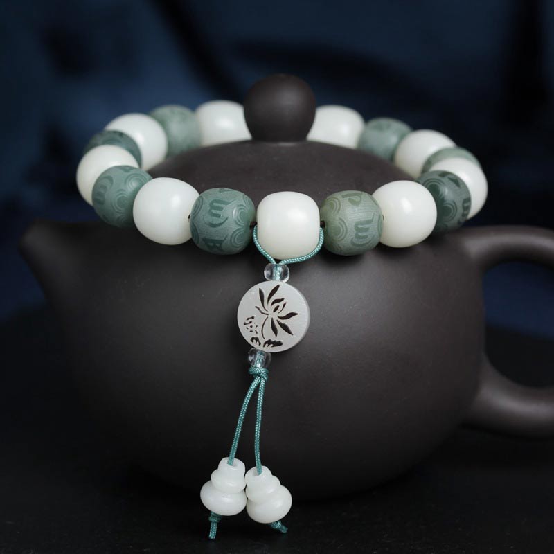 Buddha Stones Witte Bodhi Zes Ware Woorden Armband - 10*11 mm - image 0