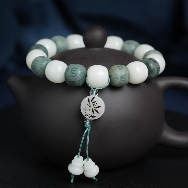 Buddha Stones Witte Bodhi Zes Ware Woorden Armband - 10*11 mm - image 0