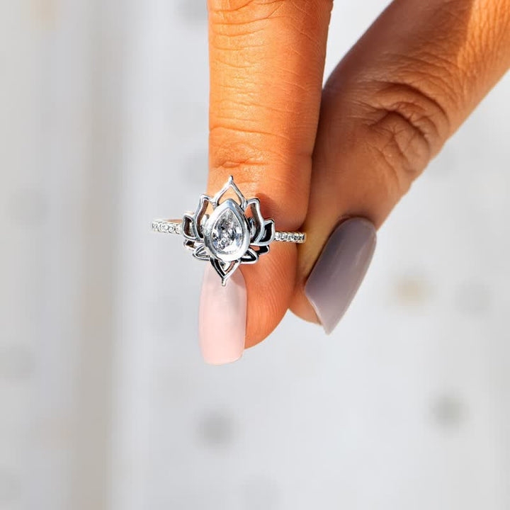 Buddha Stones Sterling zilveren lotus zirkoon zegenende Ring - image 6