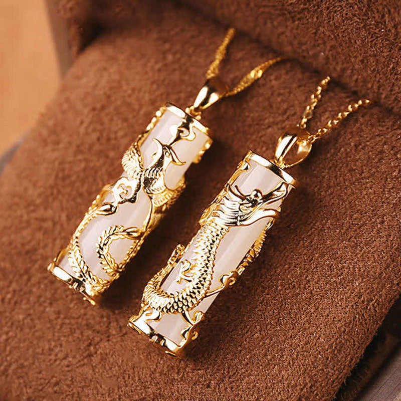 Buddha Stones Jade Draak Feniks Koperen Zegen Harmonie Ketting - image 6