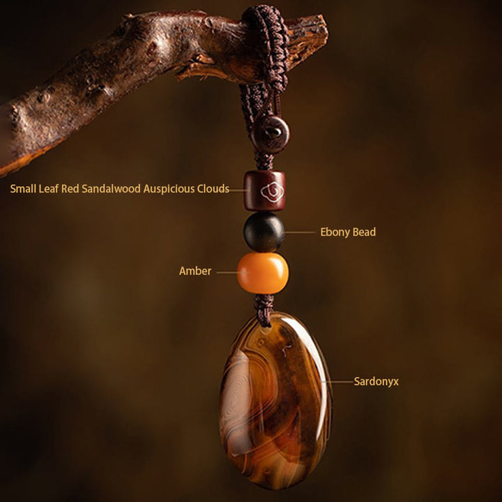 Buddha Stones Willekeurige sardonyxsteen positieve sleutelhanger - image 3