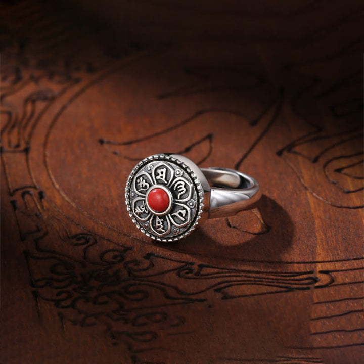 Buddha Stones Tibetaanse Om Mani Padme Hum Peace draaibare Ring - image 4