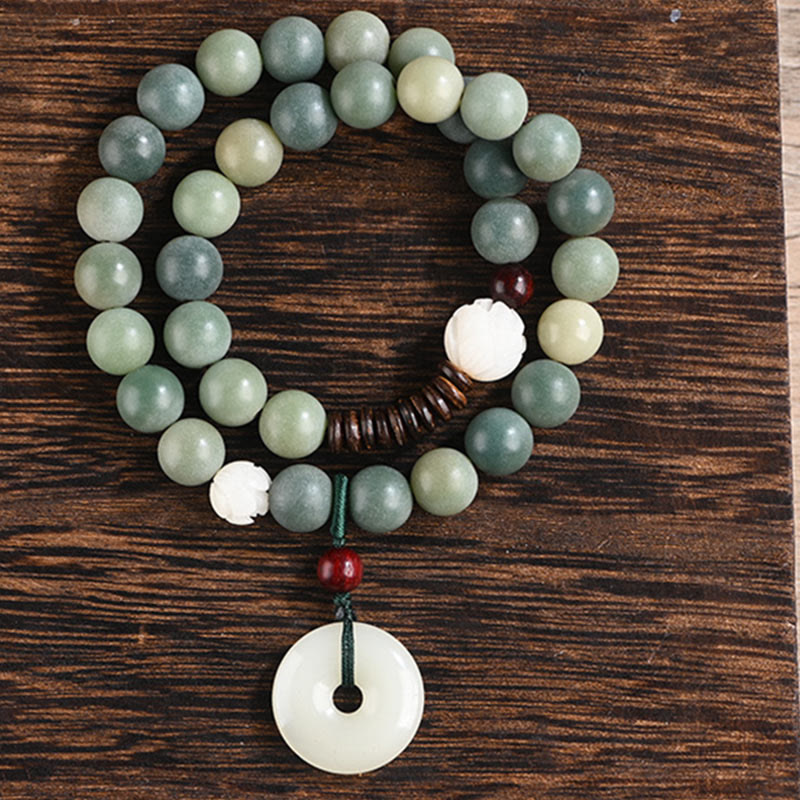 Buddha Stones Cyaan Bodhizaad Lotus Jade Vredesgesp Wijsheid Dubbele Armband - image 13