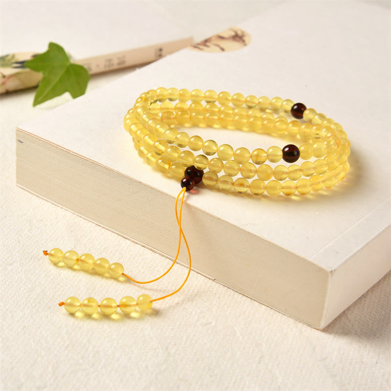 Buddha Stones 108 Mala kralen, natuurlijke amber, transparante Armband tegen angst - image 1