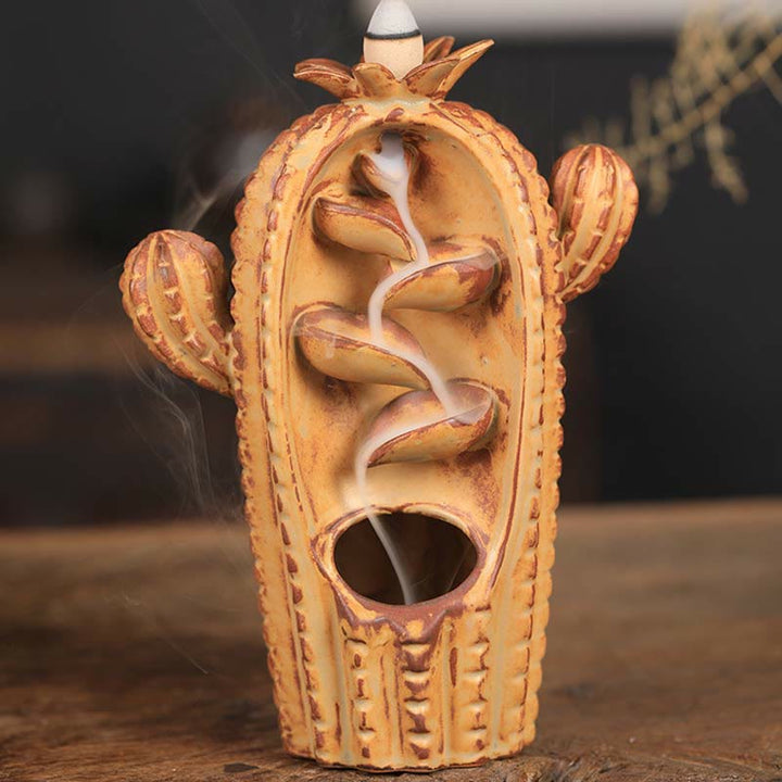 Buddha Stones Cactus Keramische Genezende Rookfontein Wierook met Terugstroom - Cactusgeel 12,5*6,5*17 cm - image 10