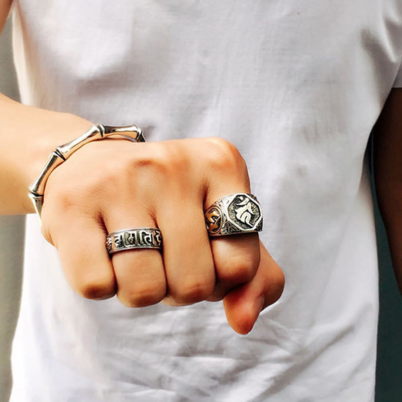 Buddha Stones Verstelbare Ring van 925 sterling zilver met gegraveerd Sanskriet-motief ter bescherming. - image 28