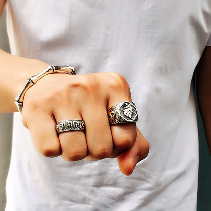 Buddha Stones Verstelbare Ring van 925 sterling zilver met gegraveerd Sanskriet-motief ter bescherming. - image 28