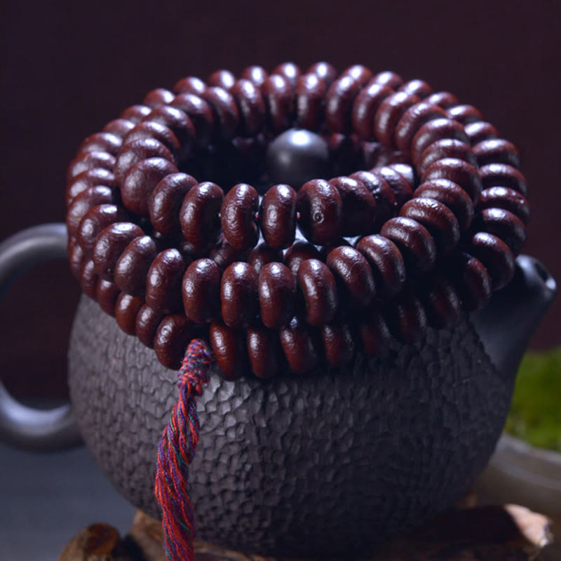 Buddha Stones Natuurlijke Tibetaanse Mala met 108 paarse Bodhi-zaadjes Armband van rijkdom. - image 1