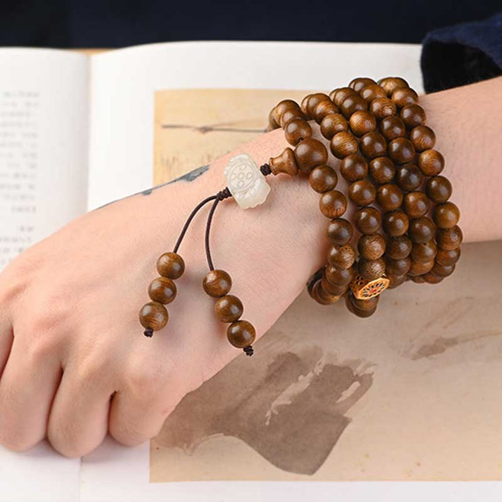 Buddha Stones Tibetaanse rozenhouten beschermende kalmerende Armband (Mala) - image 14