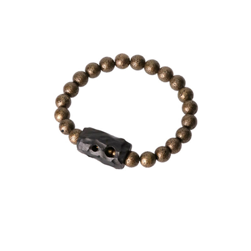 Buddha Stones Tibetaanse Armband van ebbenhout en koper met vredessymbool en kralen. - image 9