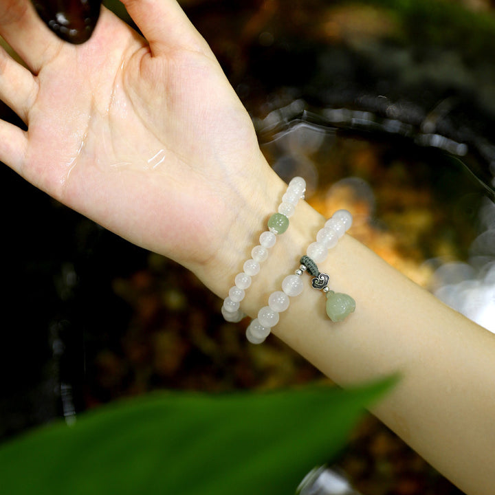Buddha Stones Witte agaat jade lotus Armband - image 5