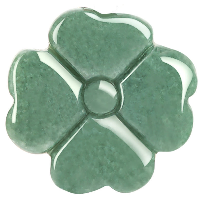 Buddha Stones Natuurlijke gelukshanger van jade met klavertje vier, symbool van voorspoed. - image 11