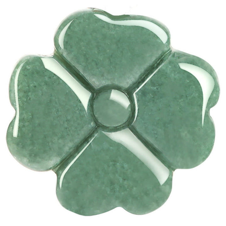 Buddha Stones Natuurlijke gelukshanger van jade met klavertje vier, symbool van voorspoed. - image 11