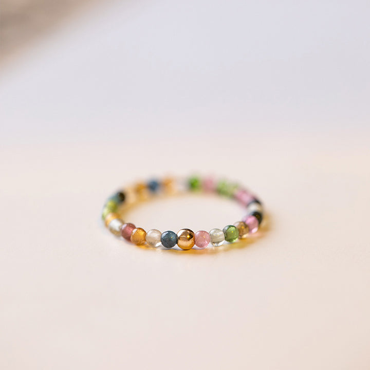 Buddha Stones Natuurlijke toermalijn Ring met positieve liefdesboodschap - 59~60 mm - image 0