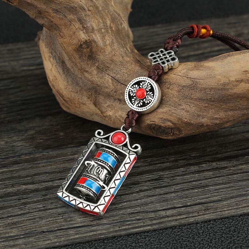 Buddha Stones Sleutelhanger met zes ware woorden, een draaibare knoop en een zegenmotief. - Zes ware woorden - image 0