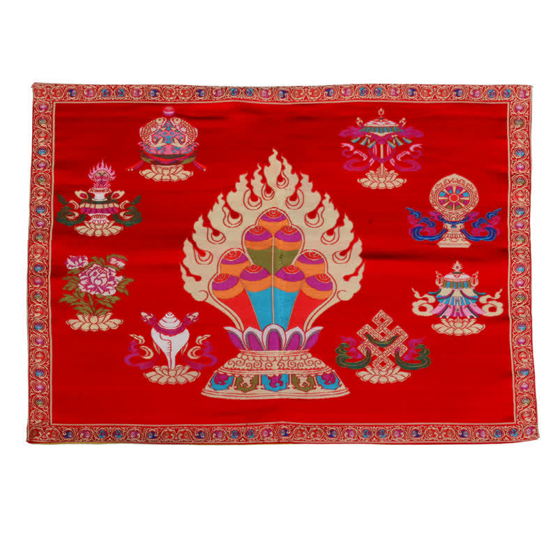 Gebedsaltaarmat, helende meditatie, mat met 8 gelukssymbolen - Rood - image 0