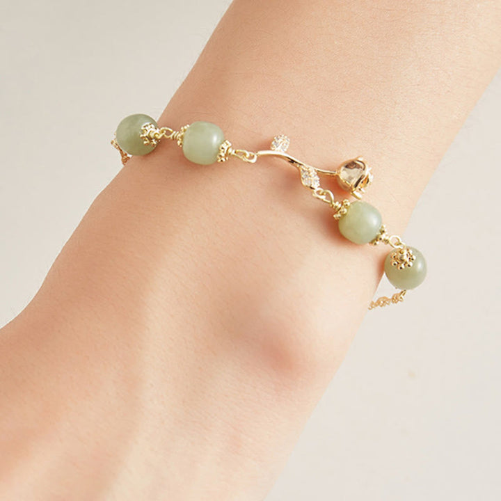 Buddha Stones 14-karaats vergulde Hetian jade gouden rozenbloem Armband - image 10