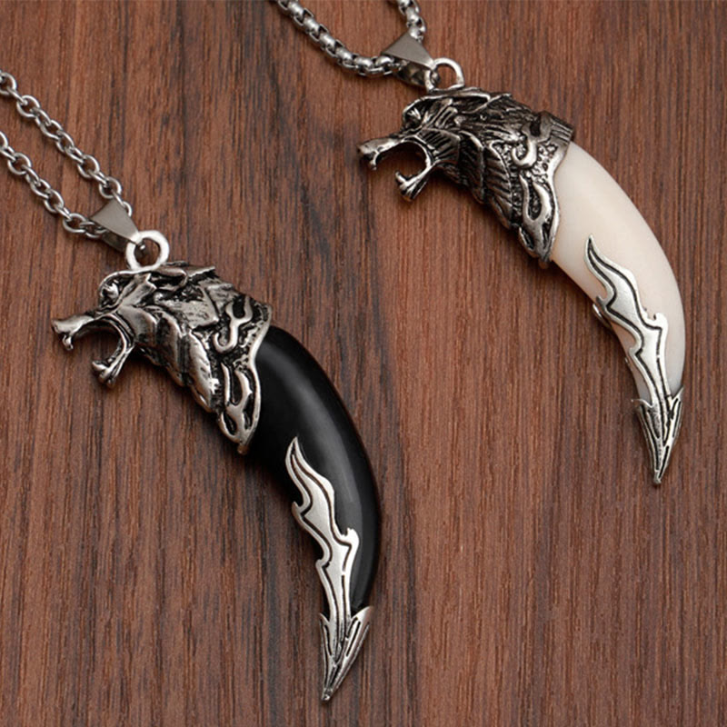 Buddha Stones Imitatie wolfstand titanium stalen Ketting - image 11