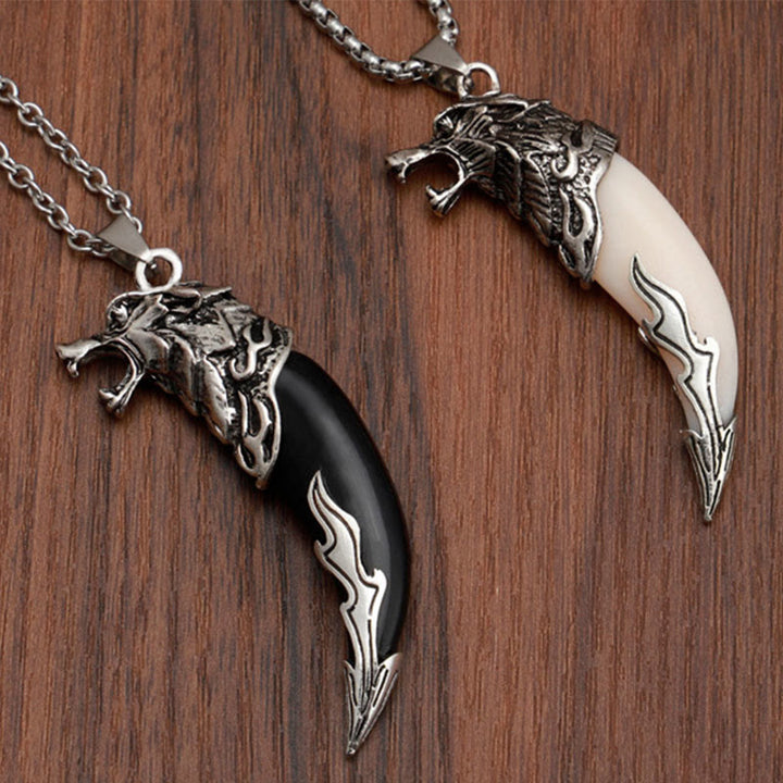 Buddha Stones Imitatie wolfstand titanium stalen Ketting - image 11