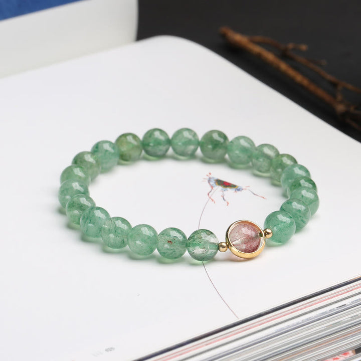 Buddha Stones Natuurlijke groene aardbeikwarts kalmerende Armband - Groene aardbeikwarts (kalmerend♥Rustig) - image 0