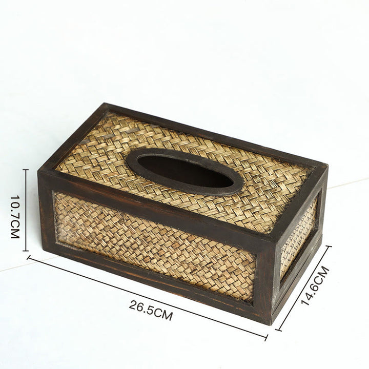 Handgemaakte tissuebox van geweven bamboe, houten tissuehouder, doosje voor vochtige doekjes, decoratie - 26,5*14,6*10,7 cm - image 11