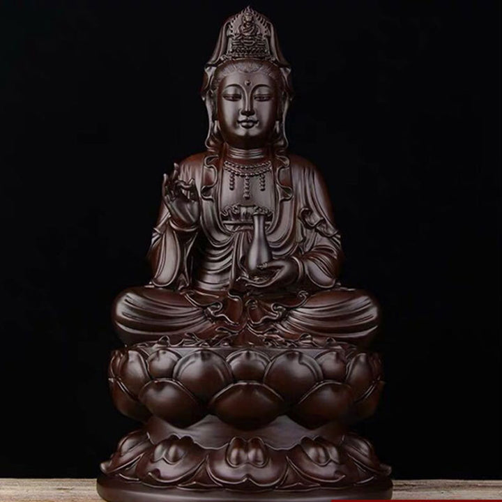 Buddha Stones Avalokitesvara Ebbenhout Lotus Harmonie Zegen Huisdecoratie - Ebbehout - image 0