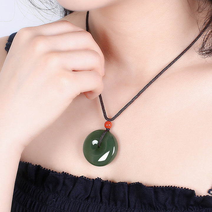 Buddha Stones Natuurlijke ronde jade vredesgesp Ketting - image 3