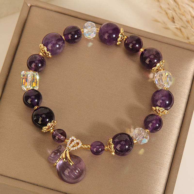 Buddha Stones Natuurlijke amethist kristallen geldzak bedeltje positieve Armband - image 1