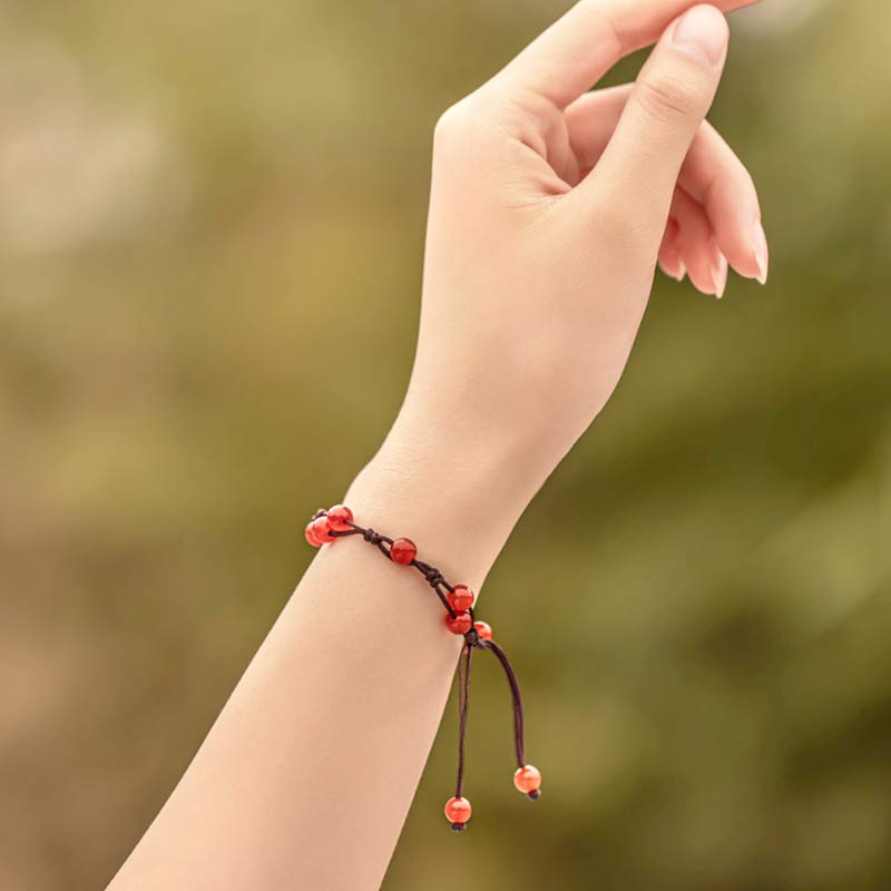 Buddha Stones Rode agaat, mosagaat, cinnaber, kalmerende Armband - image 5