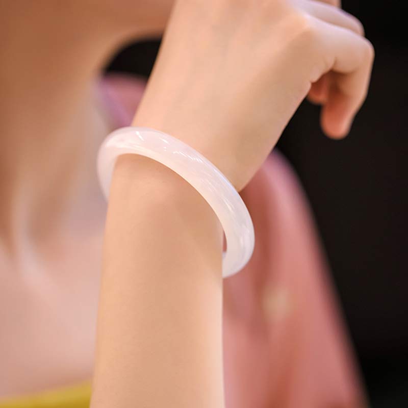 Buddha Stones Natuurlijke chalcedoon Bangle-armband met harmonie- en positieve boodschap. - image 2