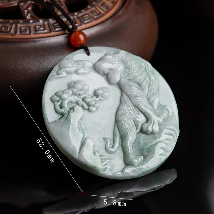 Buddha Stones Chinese dierenriem tijger jade Ketting met hanger - image 8