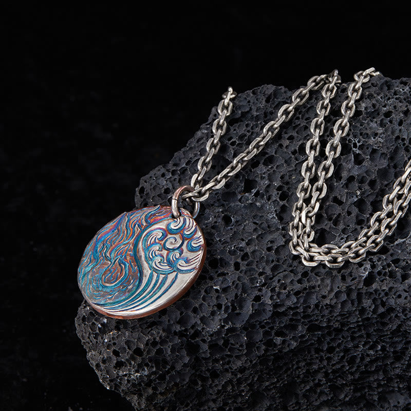 Buddha Stones Ketting van 990 sterling zilver met het Yin Yang-symbool voor water- en vuurbalans. - image 2