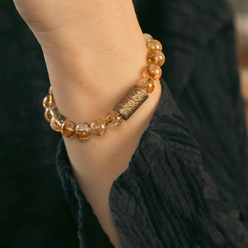 Buddha Stones Armband met natuurlijke citrienkristallen en messing kralen - image 8