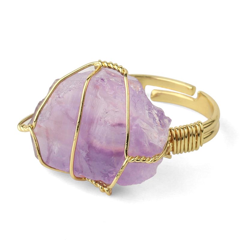 Buddha Stones Verstelbare Ring met natuurlijke amethist kristal edelsteen - image 0