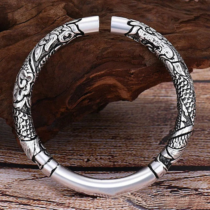 Buddha Stones Armband met draak, gelukbrengende wolken, geluksbescherming, Bangle - image 1
