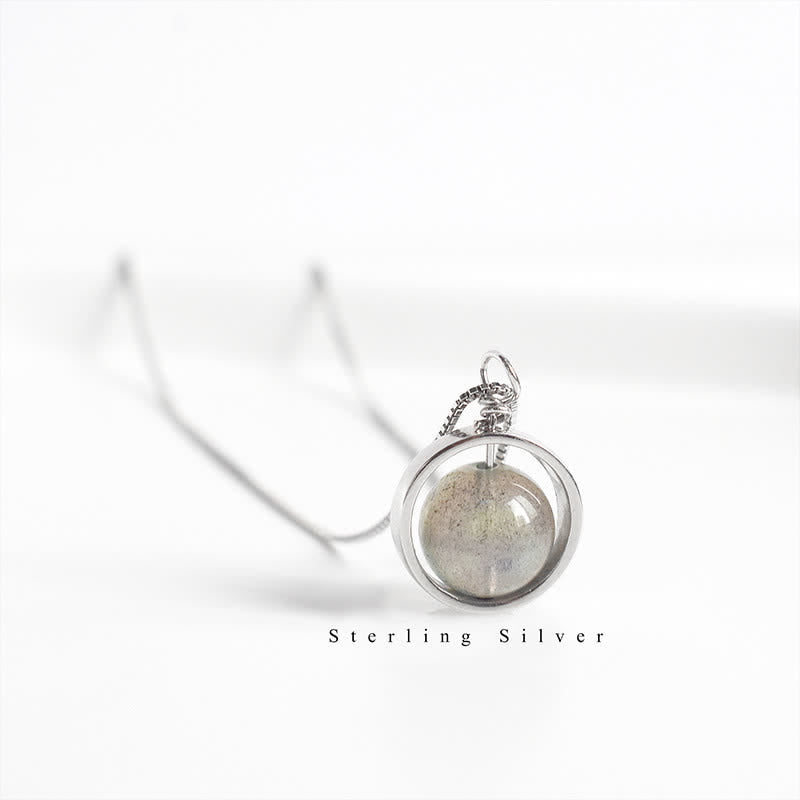 Buddha Stones 925 Sterling Zilveren Maansteen Liefde Planeet Draaibare Ketting - image 7